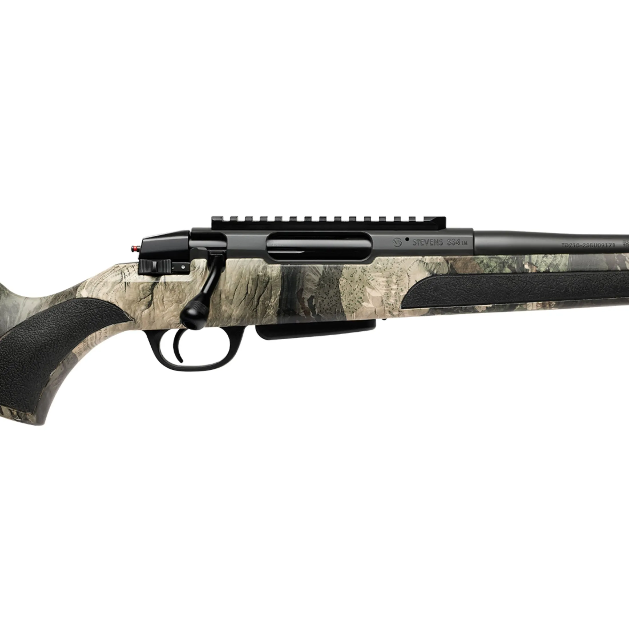Camo "Stevens Series 334" bolt action rifle with Engage 3-9x40 scope