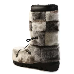 Checked style Seal fur boots - Women's